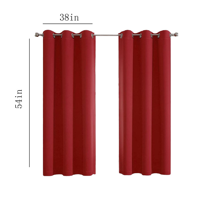 Paire de rideaux occultant avec œillets 54 po x 84 po, Rouge, L 54 po x L 84 po