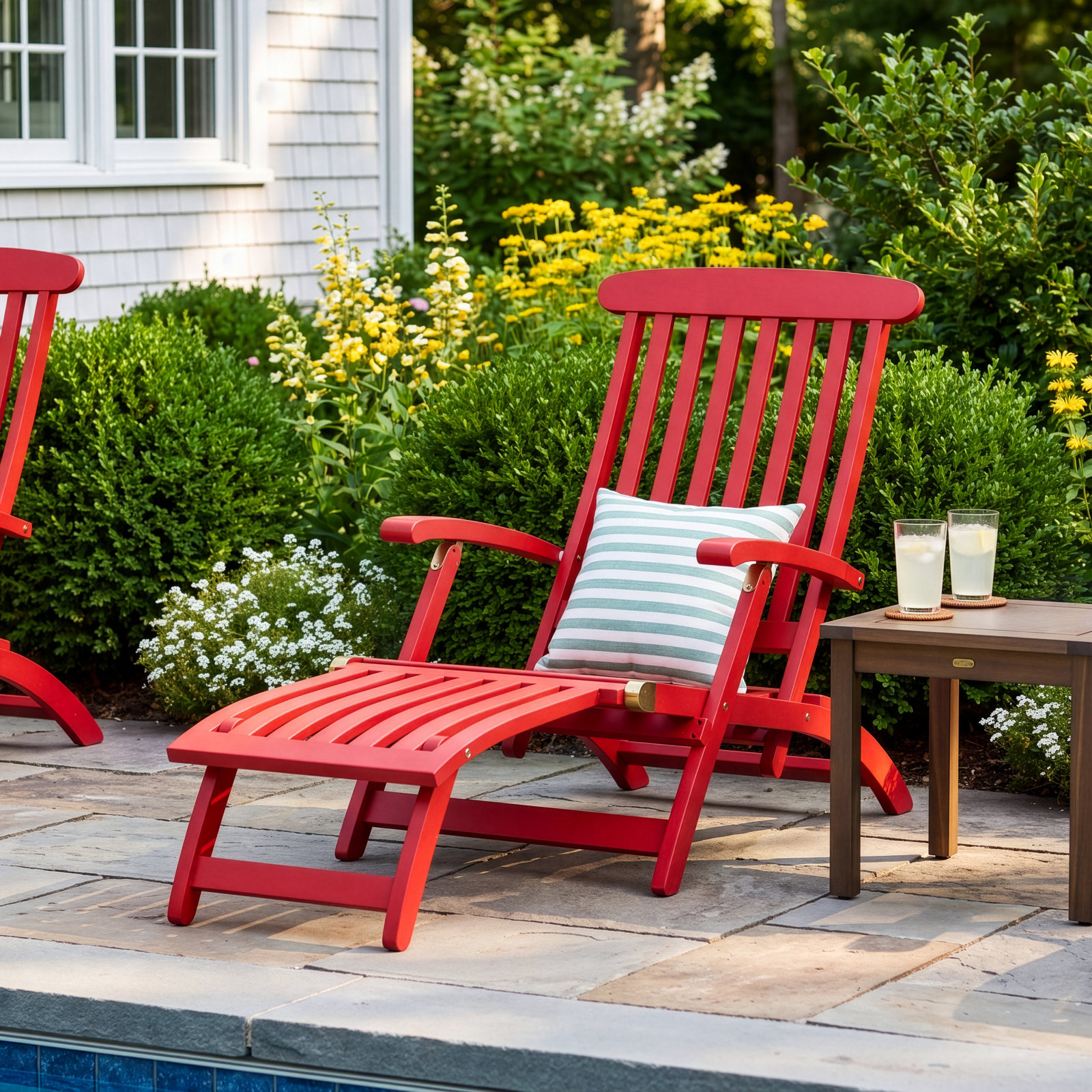 Danika 23'' Outdoor Acacia Chaise Lounge, Barn Red