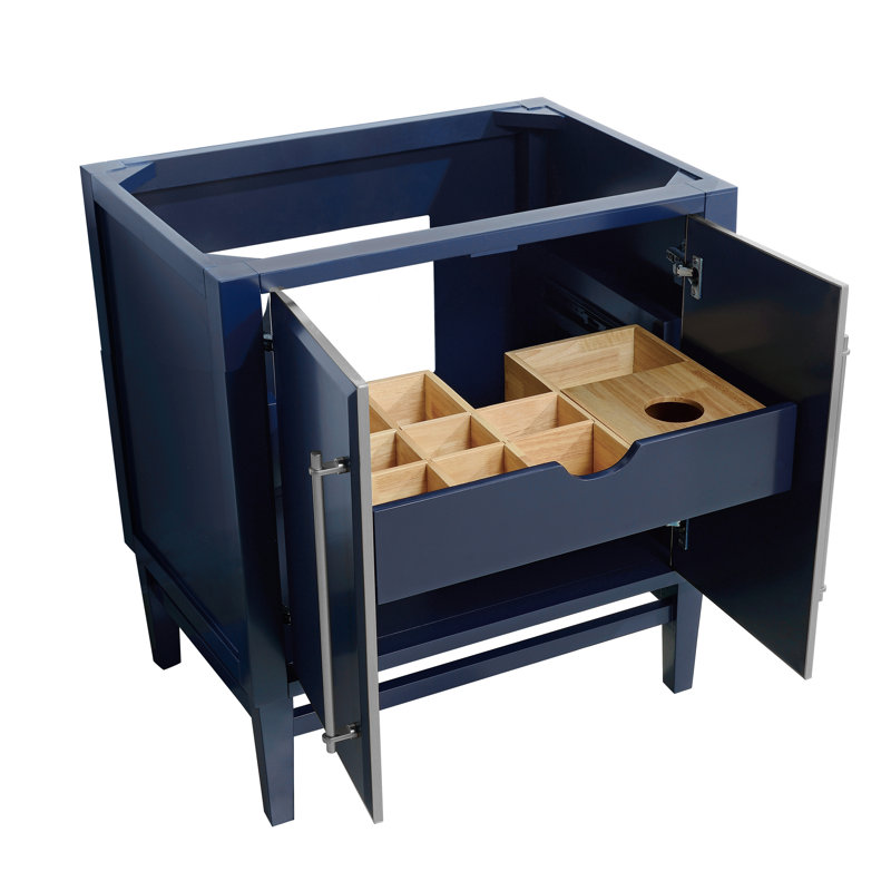 Base de meuble-lavabo simple 30 po Ewen seulement, Bleu marine, Satin