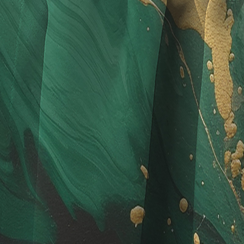 Vert et or liquide Magic I - Rideau abstrait moderne occultant - 1 panneau, L 52 po x L 63 po