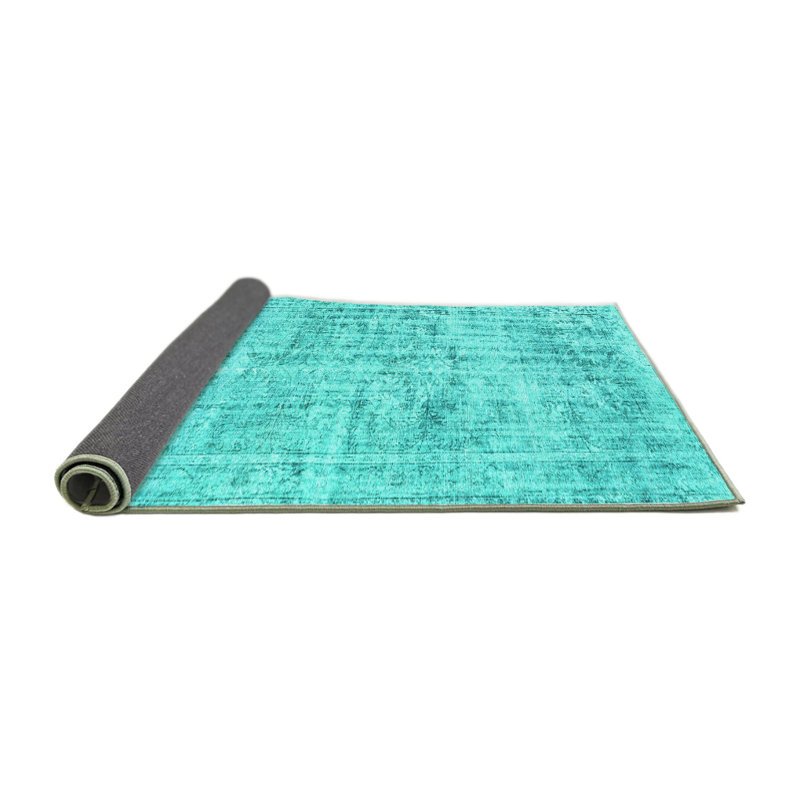 Tapis bleu abstrait tissé à la machine Conaty, Rond 4 pi