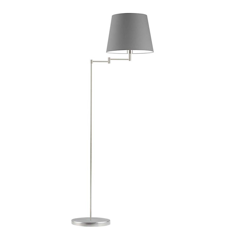 Askegard 165cm Swing Arm Floor Lamp, Brushed Steel, Grey