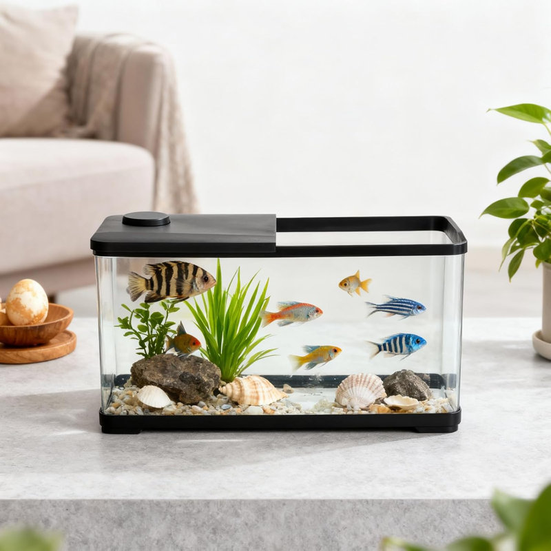 50l Aquarium Starter Kits - Arcrylic Fish Tank with Led Lights