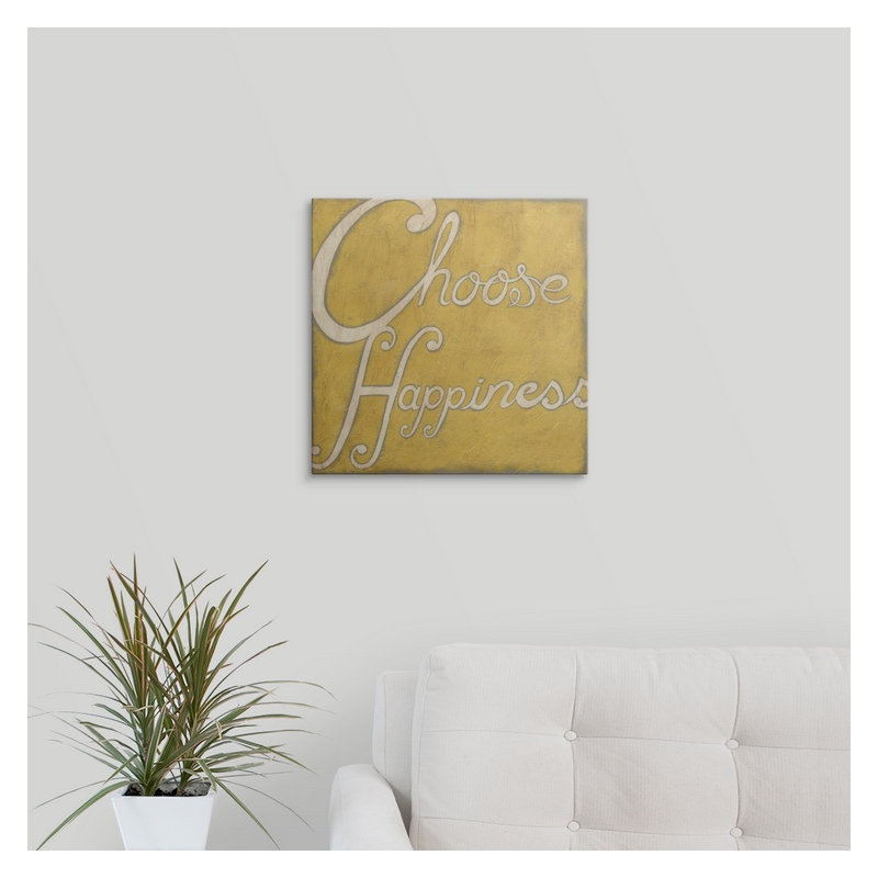 Gelilah, art textuel «Choisir le bonheur», H 35 po x l 35 po x 1,5 po, Toile