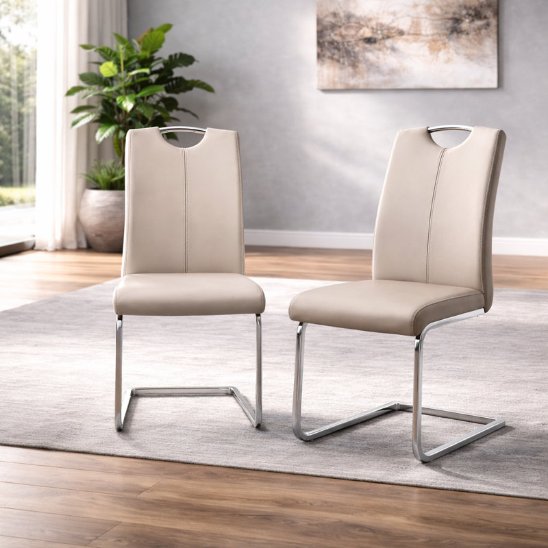 Chaise de salle à manger rembourrée Odette, Beige