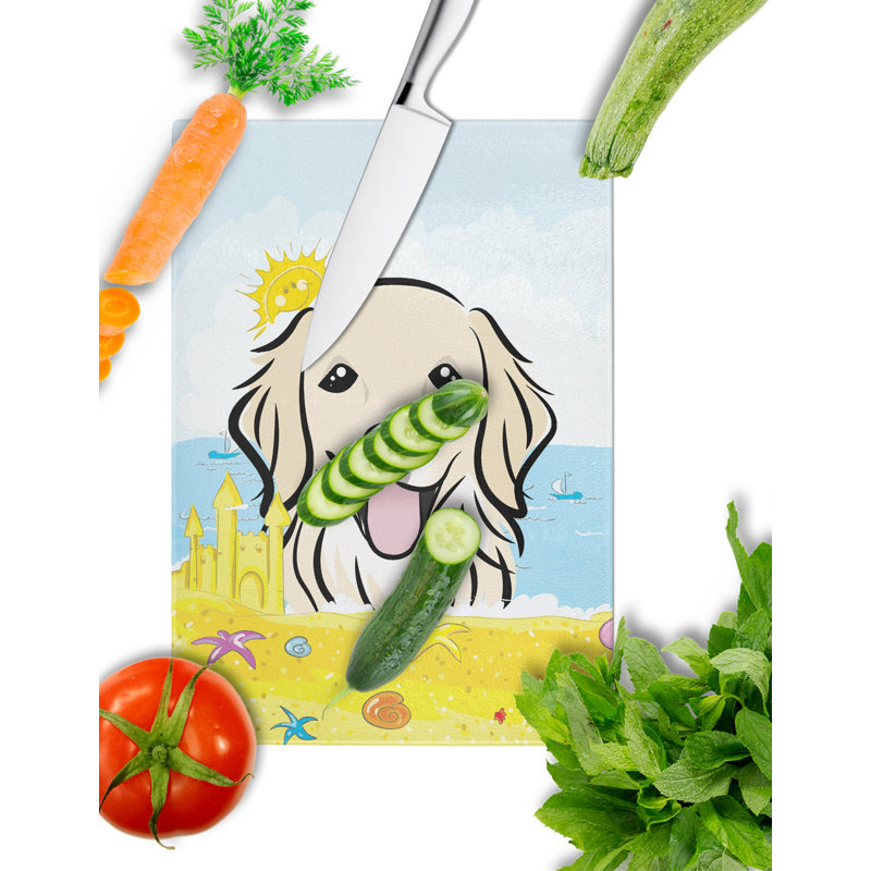 Planche à découper en verre trempé d’été caroline, Golden retriever beige