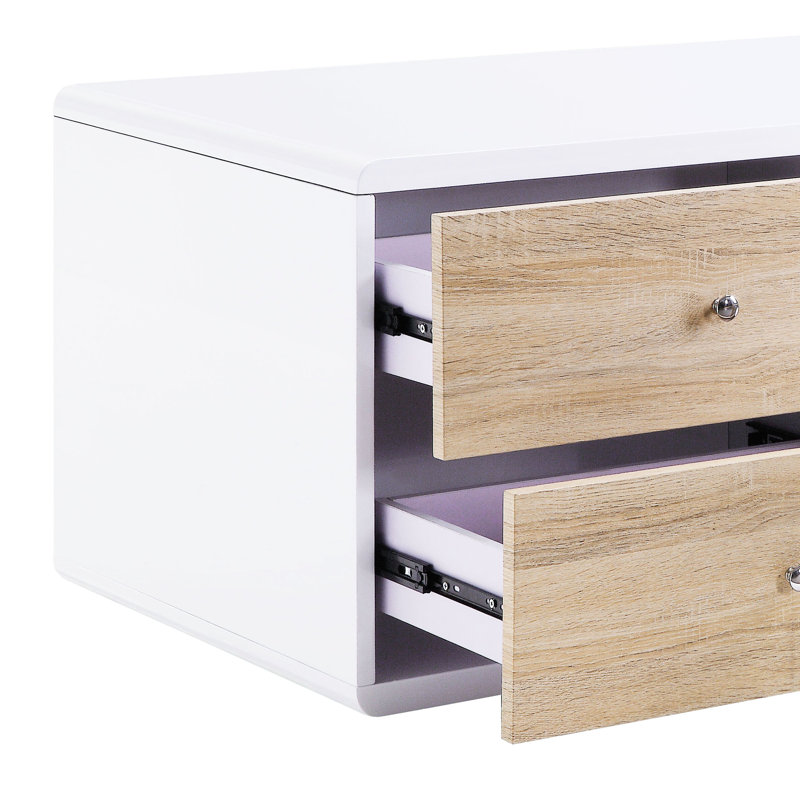 Table basse blanche ultrabrillante avec beaucoup de rangement et rangement pratique pour le salon