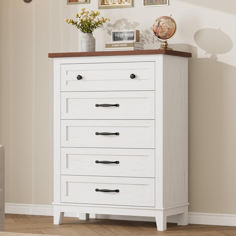 Bedroom 5 Dresser for Bedroom, 41.3 in Tall Vertical Drawer Dresser with Large Storage, Freestanding Wooden Closet Chest
