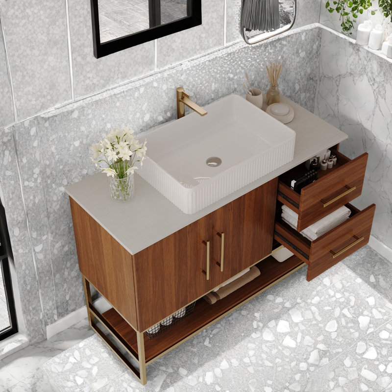 Meuble-lavabo moderne (avec meuble-lavabo et lavabo) avec rangement