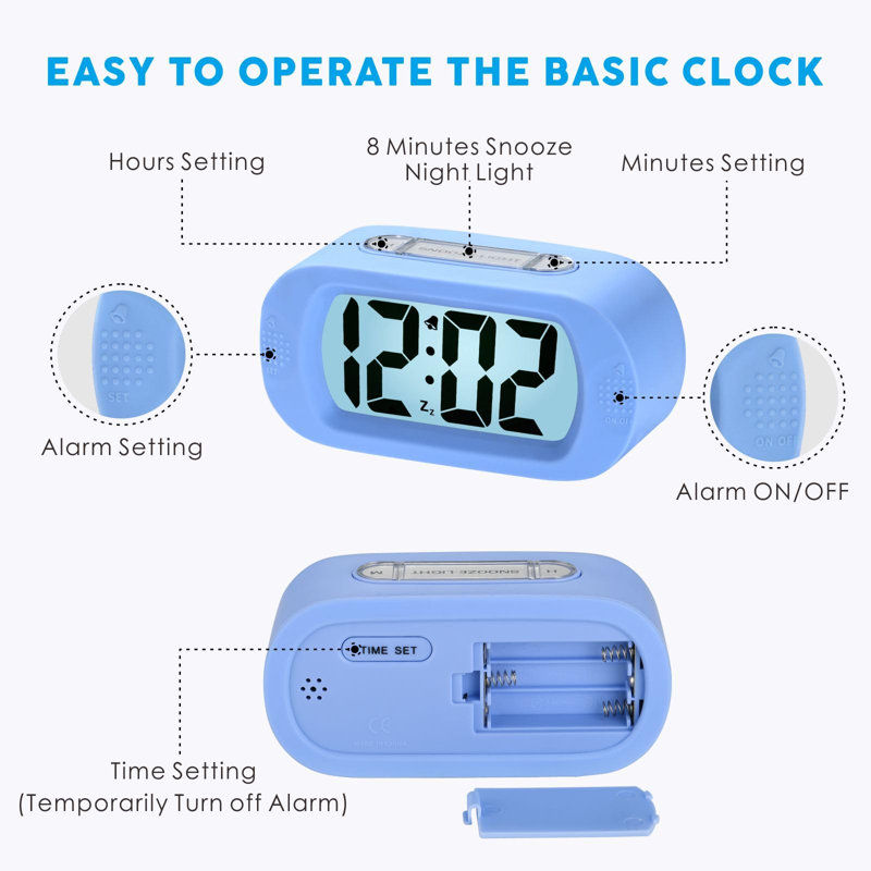 Digital Electric Alarm Tabletop Clock Green, Blue