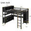 Grand lit mezzanine en métal avec bureau en forme de L, garde-robe, cubes et tablettes de rangement Roomfitter, cadre robuste, noir-1768112935