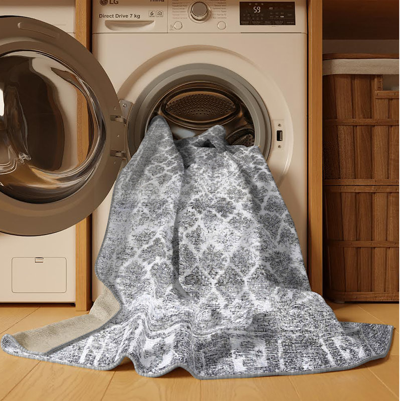 Tapis 100% traditionnel lavable à la machine 3367, Rectangle 7 pi x 10 pi