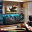 Meuble télé 55 po avec 7 tiroirs en tissu, lumières DEL et prises de courant-1865039673