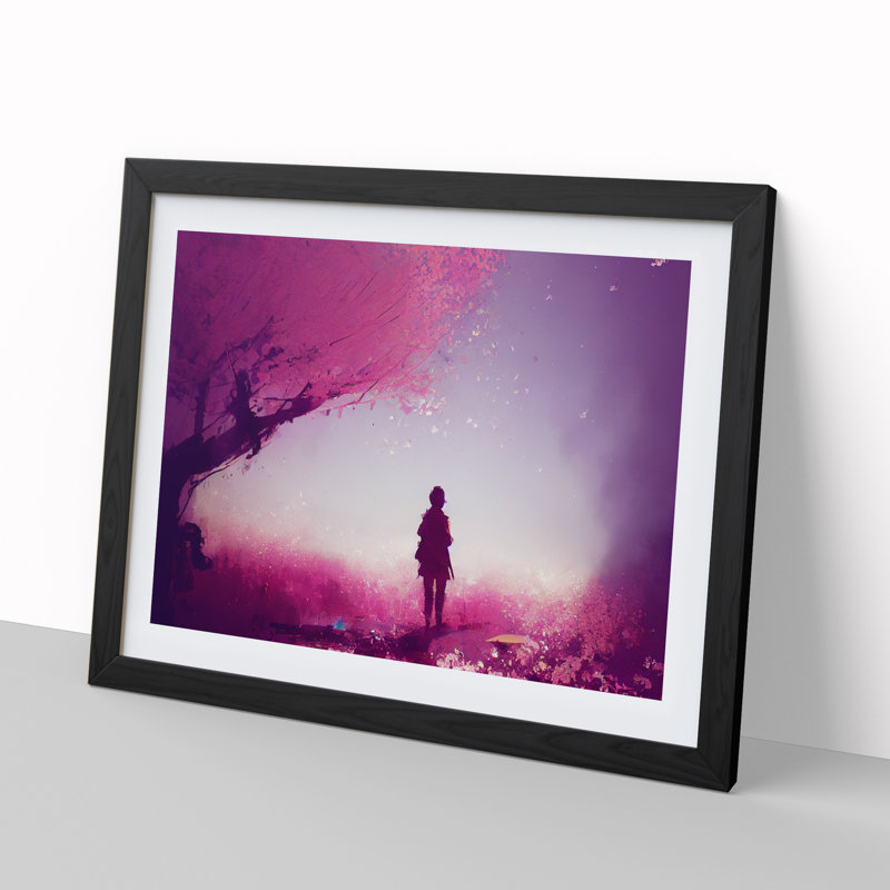 XH1022-6332X Mysterious Cherry Blossom Trees Vol.1 - Single Picture Frame Print, Black, 46cm H x 64cm W
