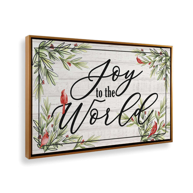«Joy to the world» par Dogwood, L 36 x H 24, Doré, Toile avec cadre