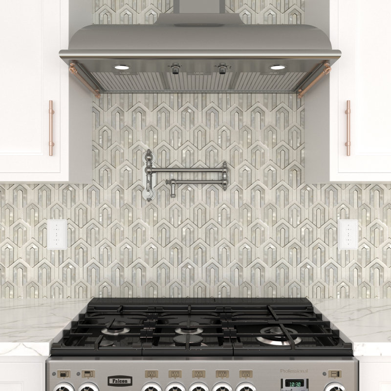 8.85" x 9.44" Marble Mosaic Wall Tile