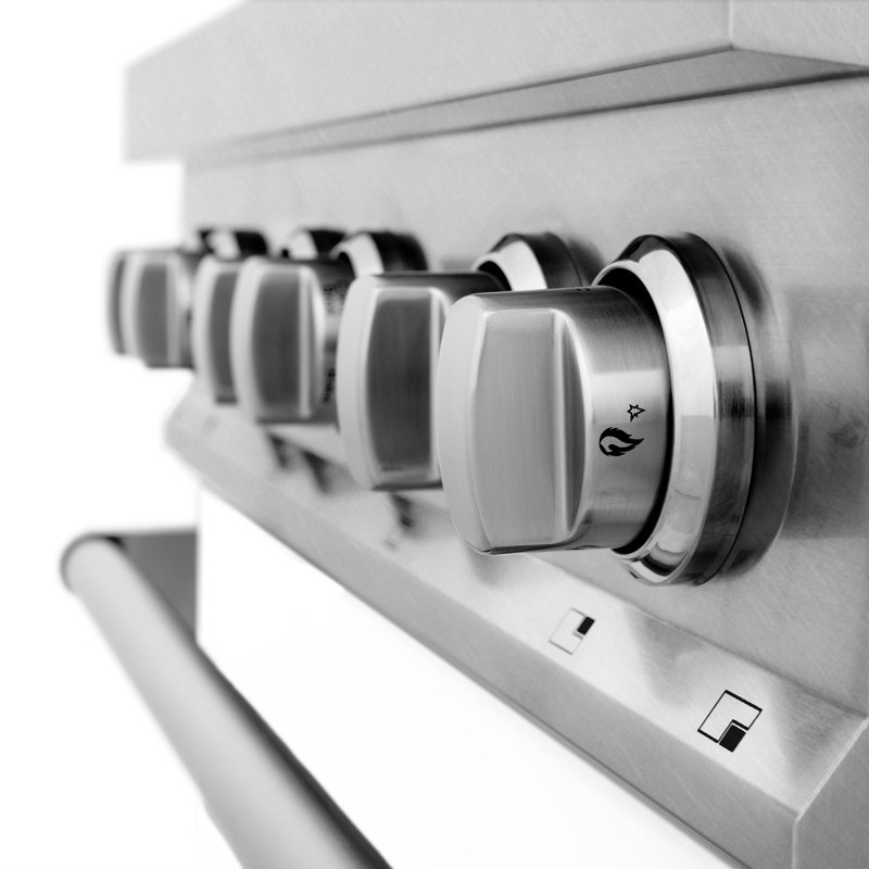 ZLINE 30" Legacy Dual Fuel Range, White Matte Satin Stainless Steel