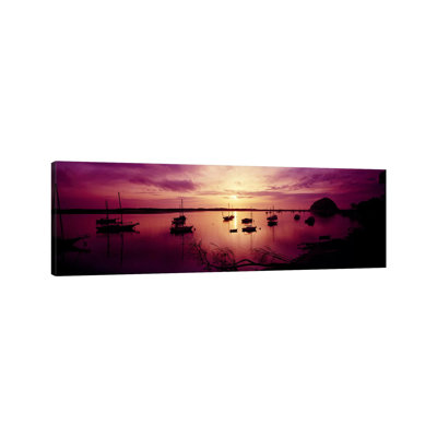 Boats In The Sea, Morro Bay, San Luis Obispo County, California, USA - Wrapped Canvas Panoramic Print
