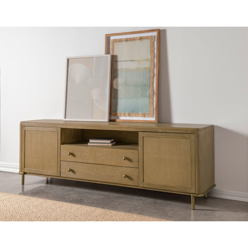Meuble télé 2 portes Cirilla Rattan Cane, Brun