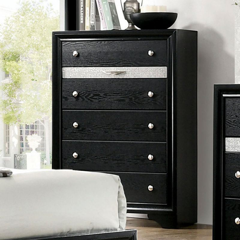 Commode de style contemporain avec tiroirs, tiroir à bijoux caché, Noir