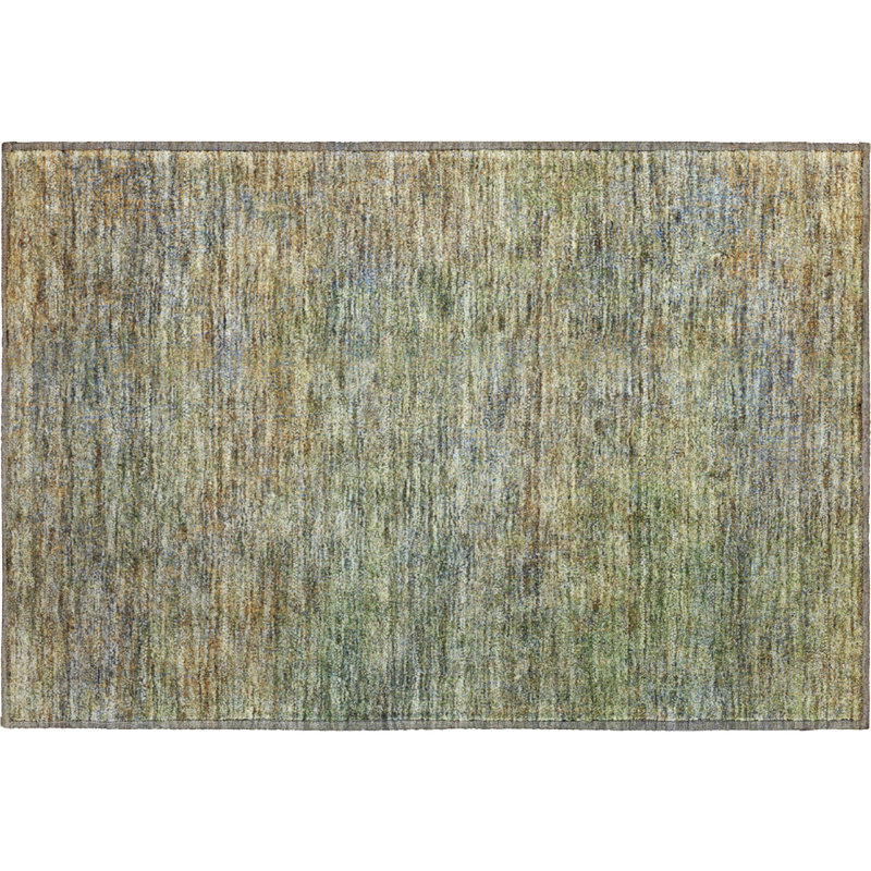 Premium Machine Washable Prisco Green Rug, Rectangle 1'8" x 2'6"