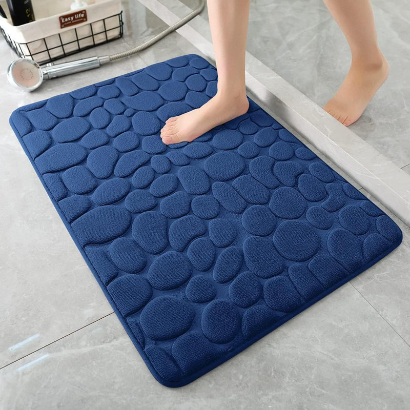Karun Non-Slip Bath Rug, Dark Blue