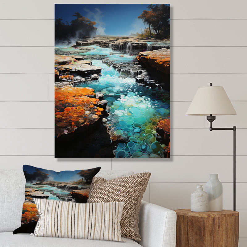 Geyser Sutherby éclatant d'azur Patchwork II, H 40 po x l 30 po x P 1,5 po, Toile tendue