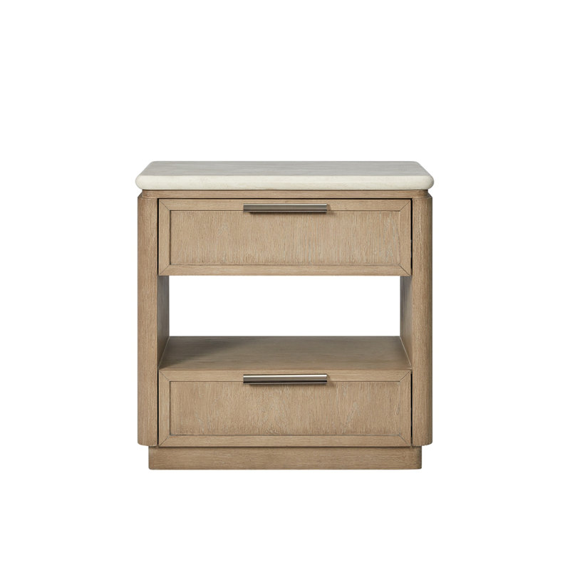 Table de chevet avec façades de tiroirs en placage de chêne