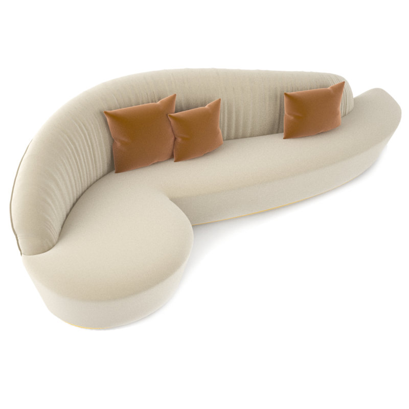 Canapé courbé sans accoudoirs 98,4 po Sophia, Mélange de coton beige
