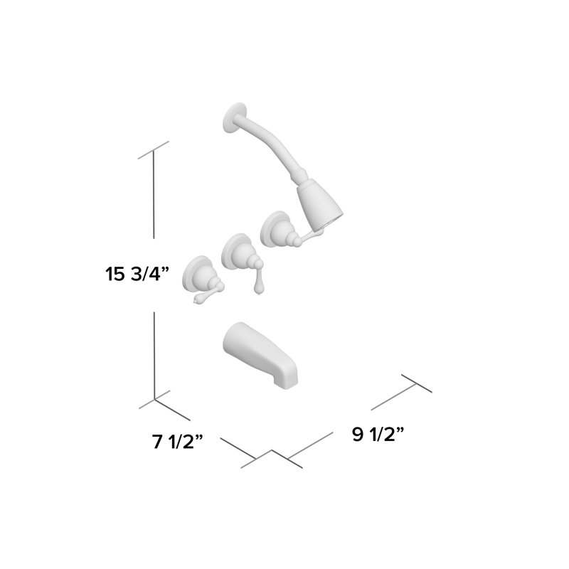 Kingston Brass Victorian Triple-Handle Tub and Shower Faucet, Polished Brass, Lever Handle