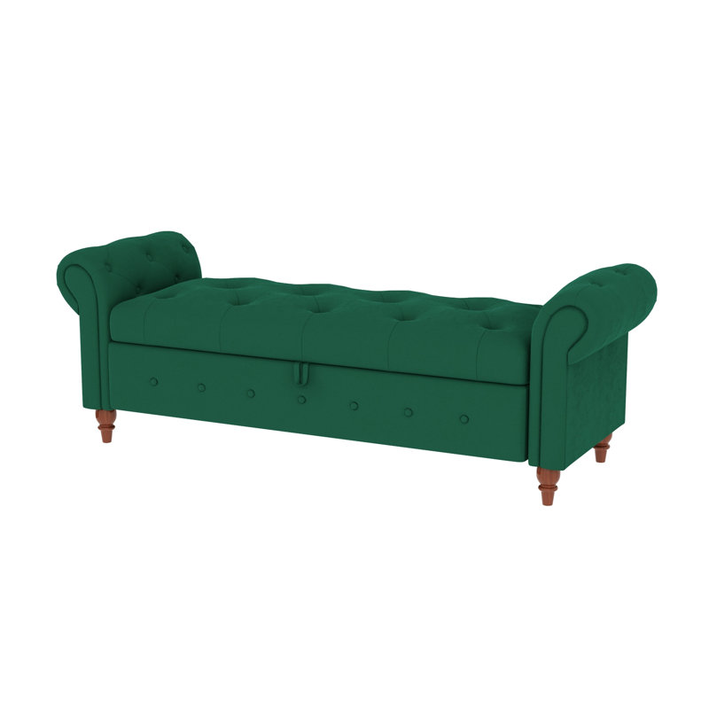 Banc avec siège capitonné et accoudoirs, Dark Green