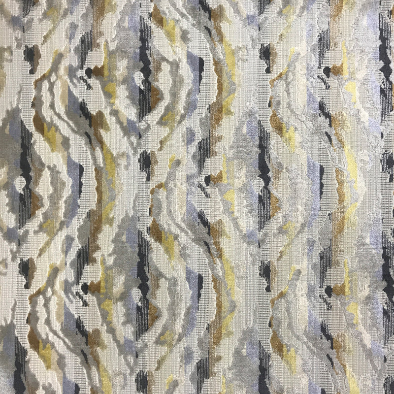 Atlas Fabric | Abstract Wave Multicolor Velvet Fabric | Drapery & Curtain Fabric and Upholstery Fabric, Honey