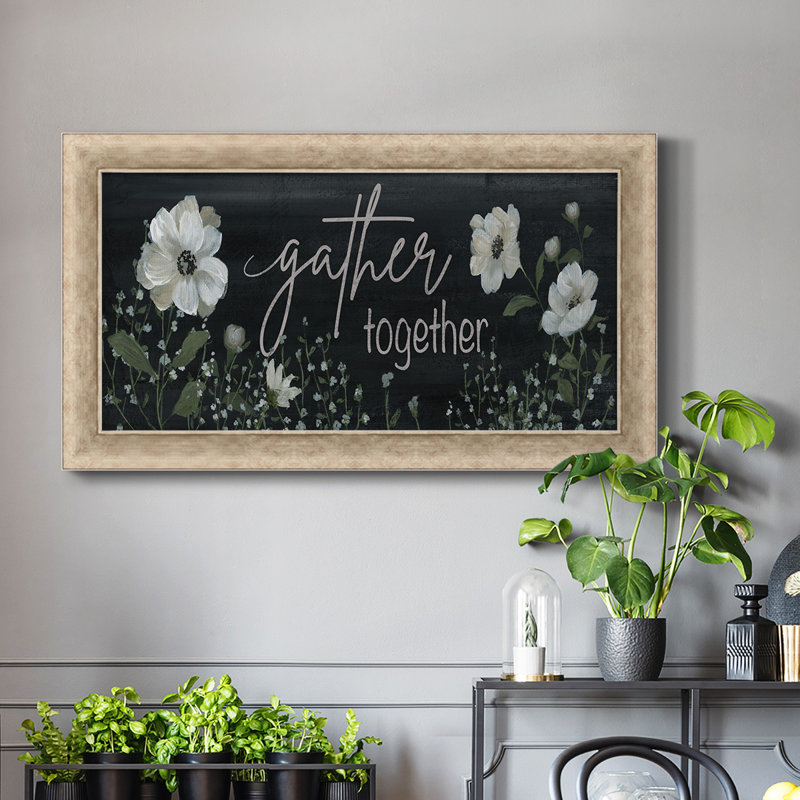 " Gather Together ", Gray Framed Canvas, 29" H x 53" W x 1.25" D