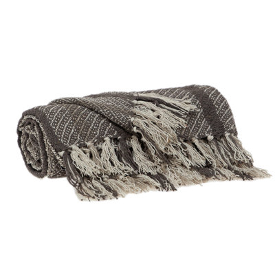 Brown And Taupe Striped Woven Handloom Throw