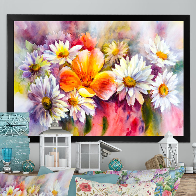 «Bright Bouquet Of Spring Flowers II», reproduction sur toile, Cadre noir, H 8 po x l 12 po x P 1 po
