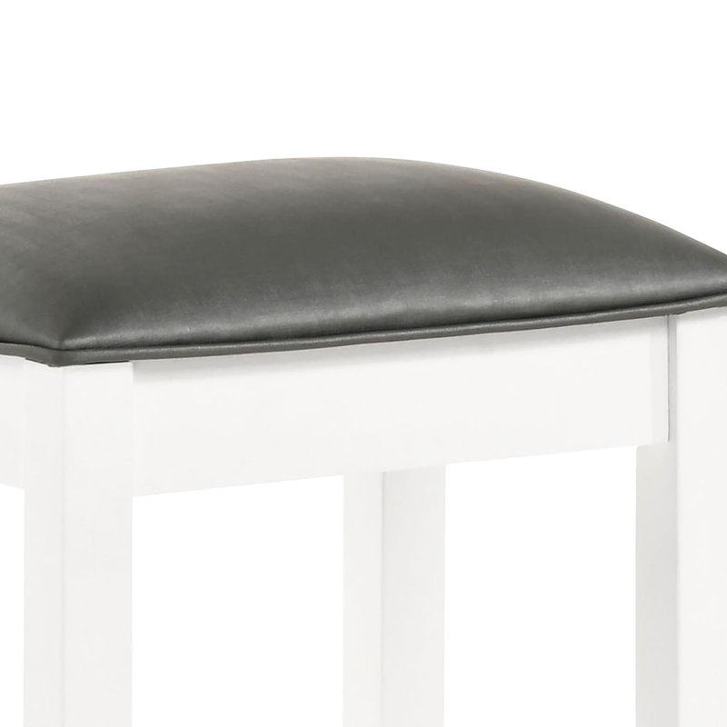 Tabouret de coiffeuse blanc avec coussin, conception, pieds tournés, tabouret rembourré contemporain pour chambre à coucher et salon, finition, chambre principale classique