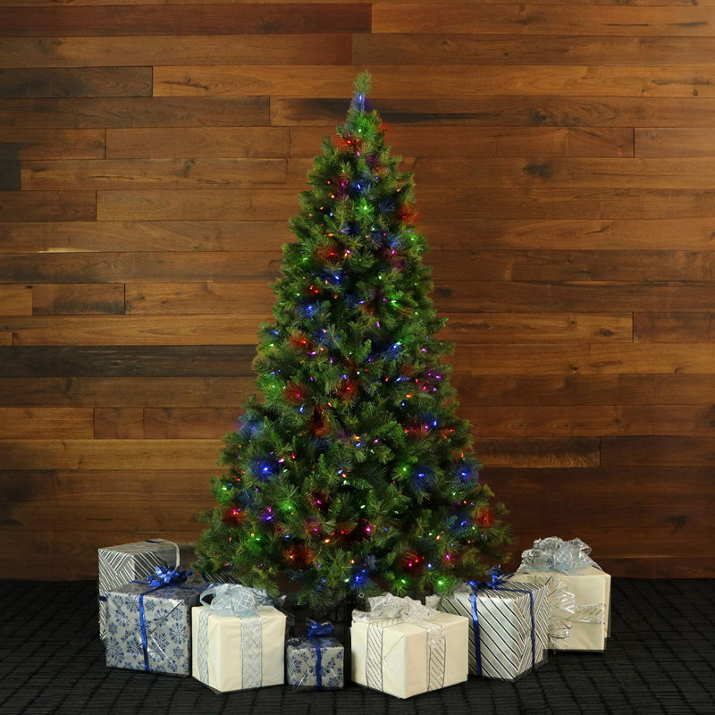 6.5-Ft Green Pine Christmas Tree with Multicolor LED Lights