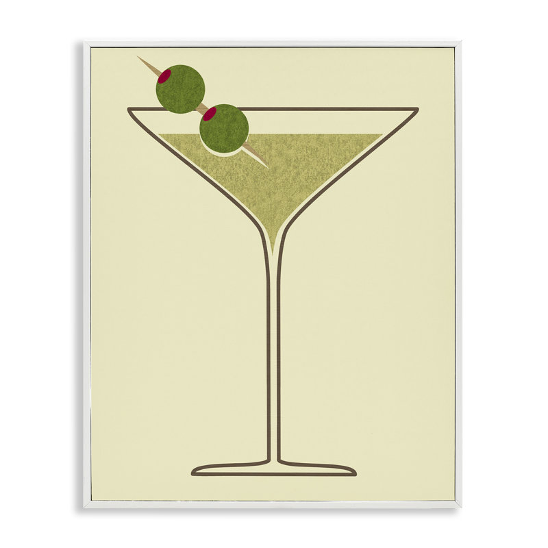 «Martini with Olives Art» par Daphne Polselli, Estampe numérique encadrée blanc bord de mer, H 14 po x l 11 po