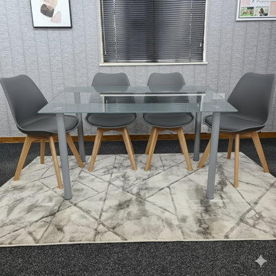 4 -Person Tempered Glass Dining Set