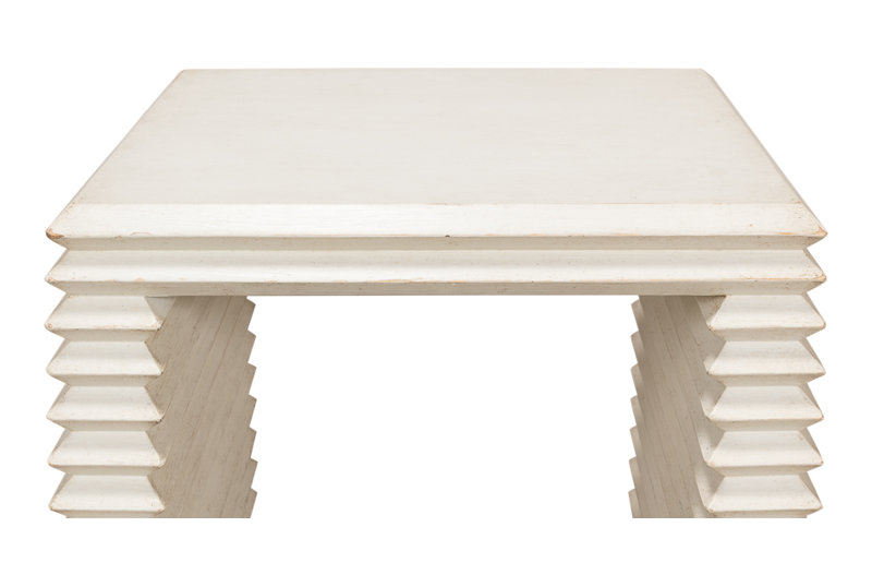 Stacked Solid Wood End Table, Antique White