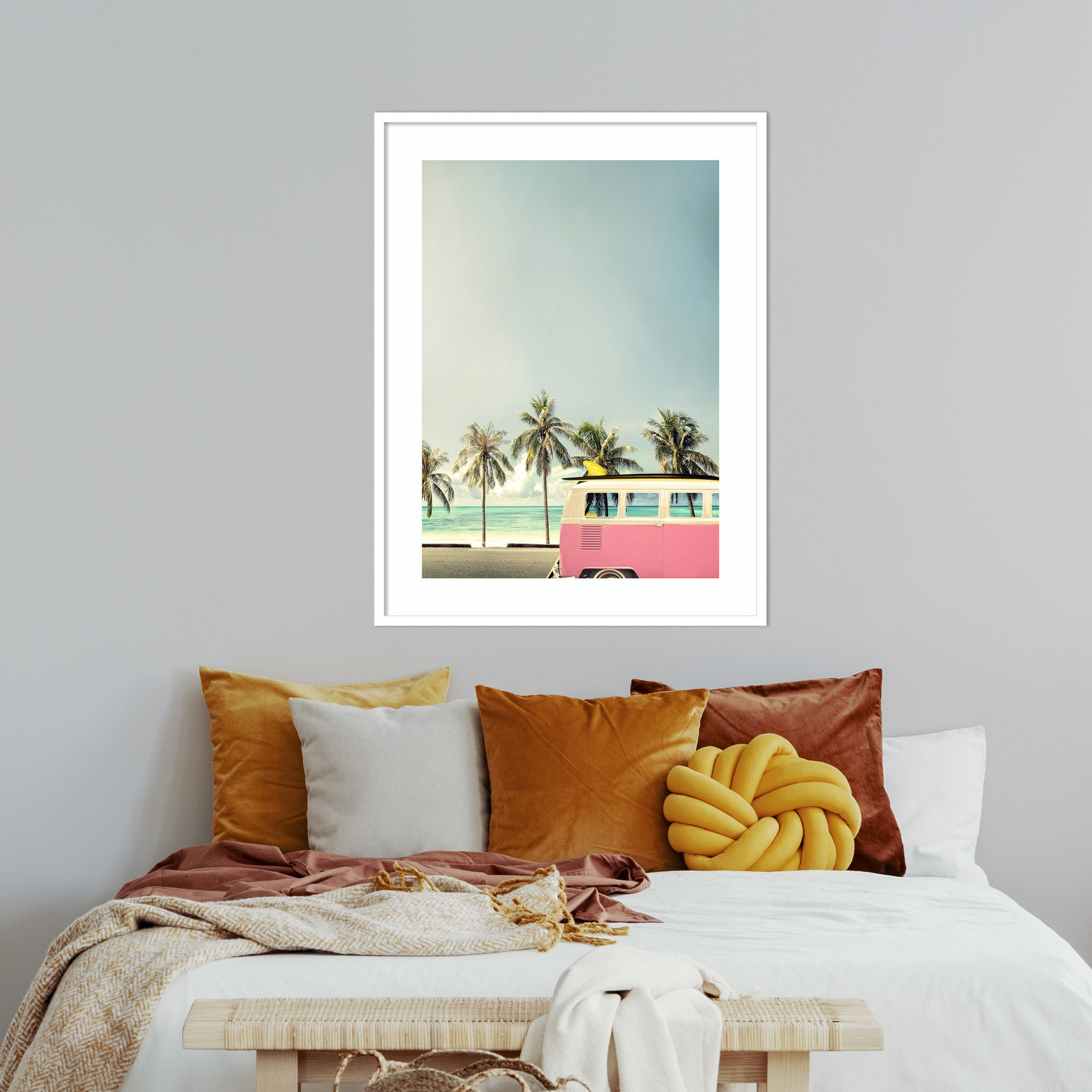 Surf Bus Pink by Design Fabrikken, 37.88" H x 29" W x 0.75" D, Matte White