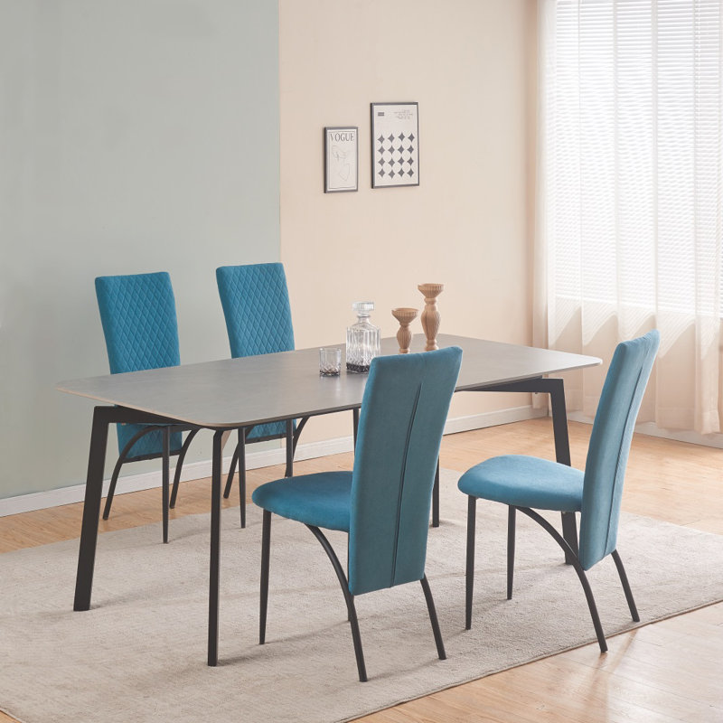 Massapequa Upholstered High Backrest Dining Chairs, Blue