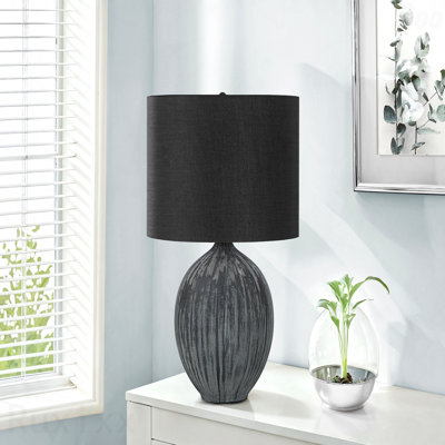 Table Lamp - 23" Height, Black Ceramic Material, Black Shade
