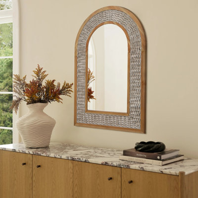 Rustic Arched Wooden Frame Wall Mirror