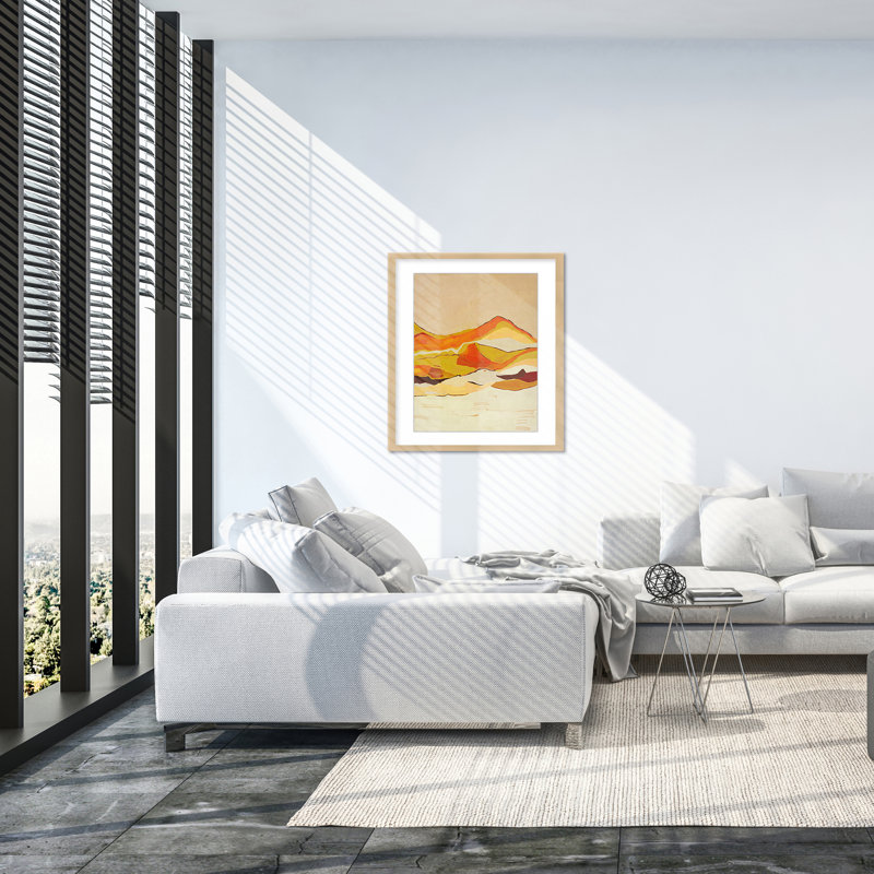 Nature Inspired Dawn's Horizon Trptych, 16" H x 16" W, Framed Matted Print, Beige