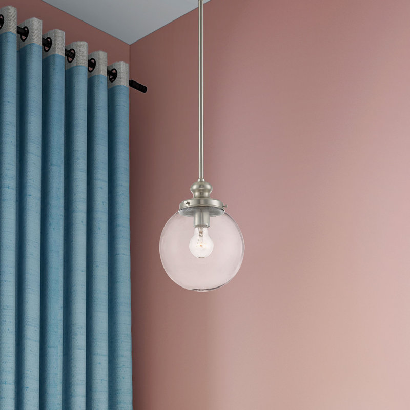 Luminaire suspendu sphère 1 lumière Delmar, Nickel brossé