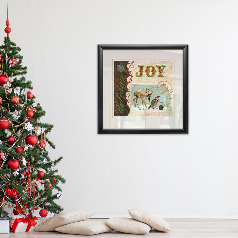 «Vintage Tag Deer Raccoon», impression, H 30,5 po x l 30,5 po x P 1,5 po, Cadre plastique noir