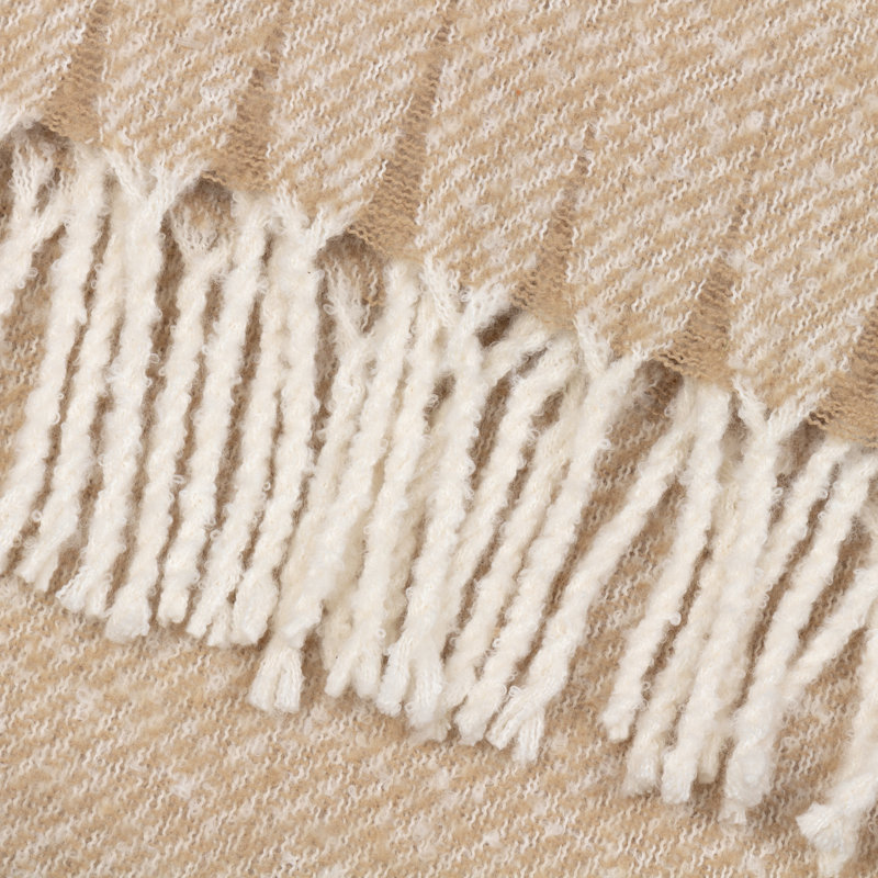 Machine Woven Throw Blanket, Beige