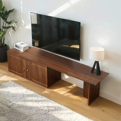 Walnut Expandable Tv Cabinet With Blister Doors