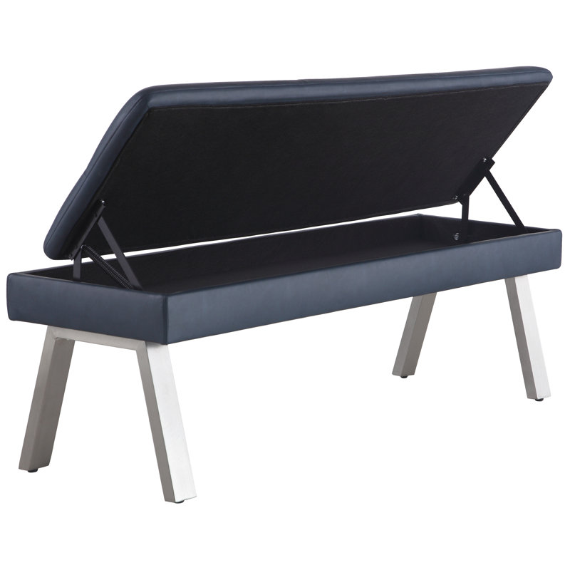 Melgoza Tufted Bench with Underseat Storage and Steel Legs